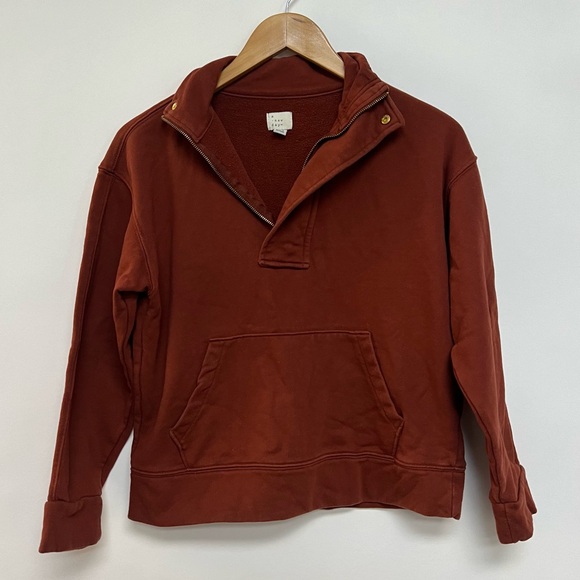A New Day Rust Pullover Sweatshirt Sweater Half Zip Orange Brown XS - Picture 3 of 8